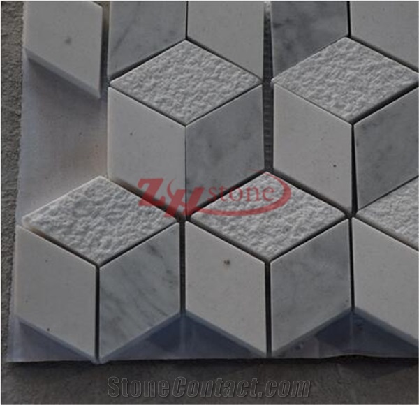 Bianco Carrara Marble Mosaic,Kitchen Wall 3d Look
