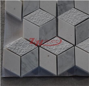 Bianco Carrara Marble Mosaic,Kitchen Wall 3d Look