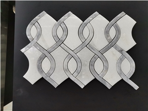 Castle Grey Marble+Star White Marble Flower Mosaic