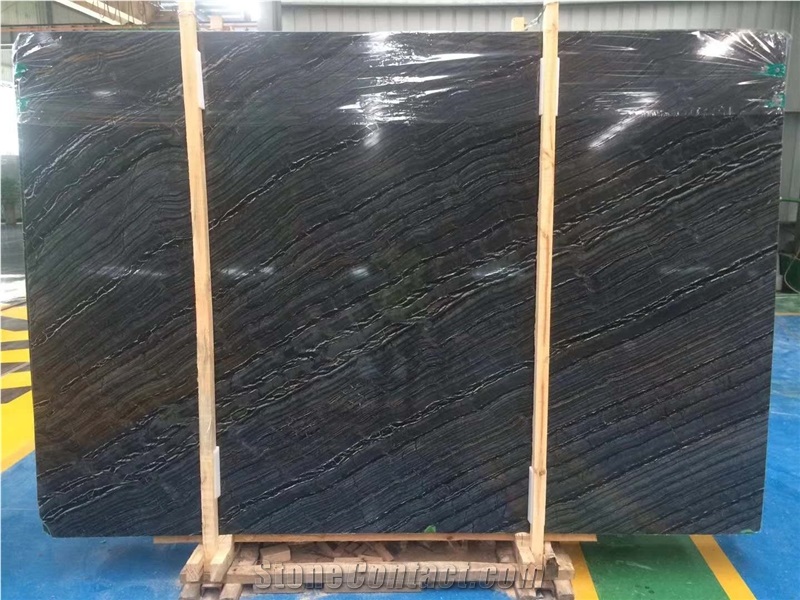 China Zebra Black Marble Wooden Vein Marble Slabs