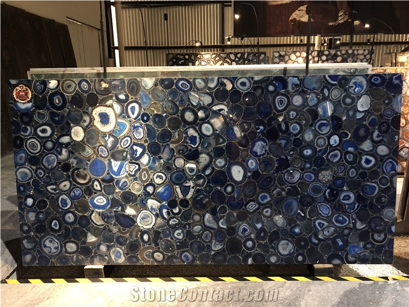 China Semiprecious Gemstone Blue Agate Slab