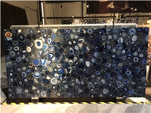 China Semiprecious Gemstone Blue Agate Slab