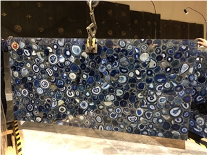 China Semiprecious Gemstone Blue Agate Slab