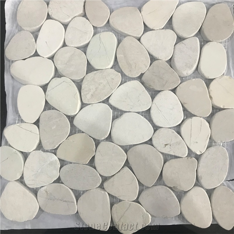 White Pebble Stone Mosaic Tiles for Garden