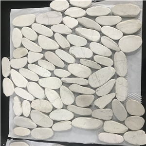 White Pebble Stone Mosaic Tiles for Garden