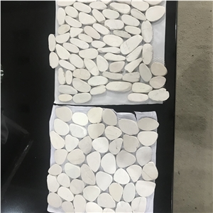 White Pebble Stone Mosaic Tiles for Garden