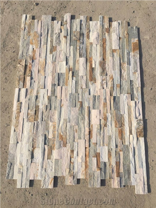 Yellow and White Color Slate Wall Cladding Culture Stone