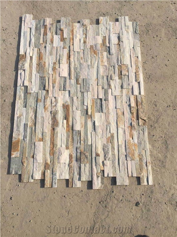 Yellow and White Color Slate Wall Cladding Culture Stone