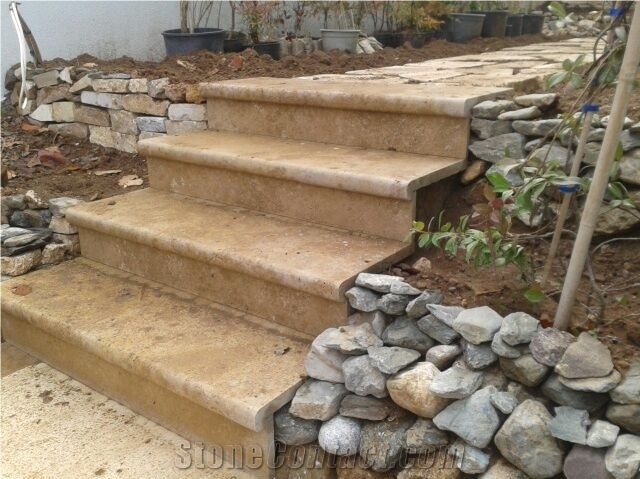 Travertine Stairs, Risers, Thresholds