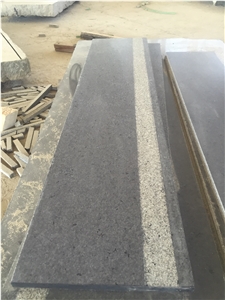 Granite Stair Black G684 Honed Treads Flamed Band