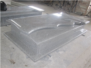 G650 Grey Granite Western Style Tombstone Monument