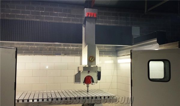 Helios Five 5-axis machining center and bridge saw (6 axes with the lathe)