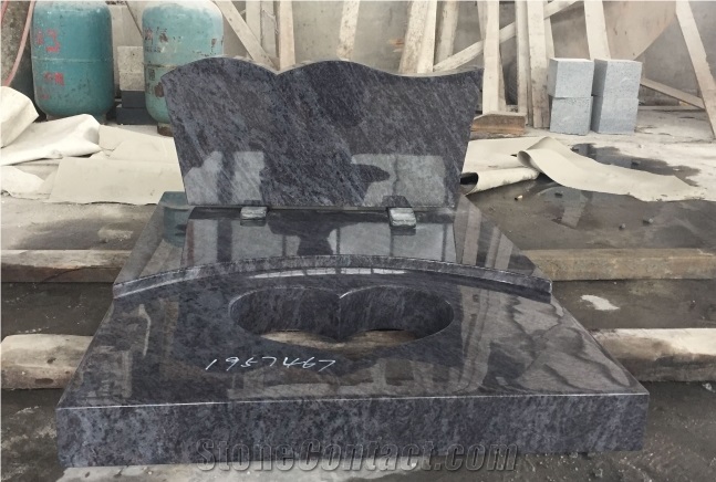 Mass Blue Heart Style Granite Private Monument