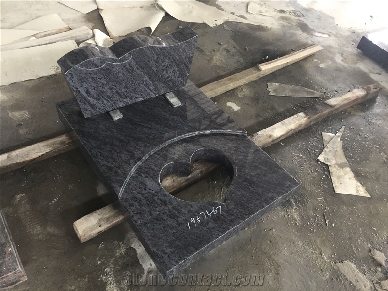 Mass Blue Heart Style Granite Private Monument