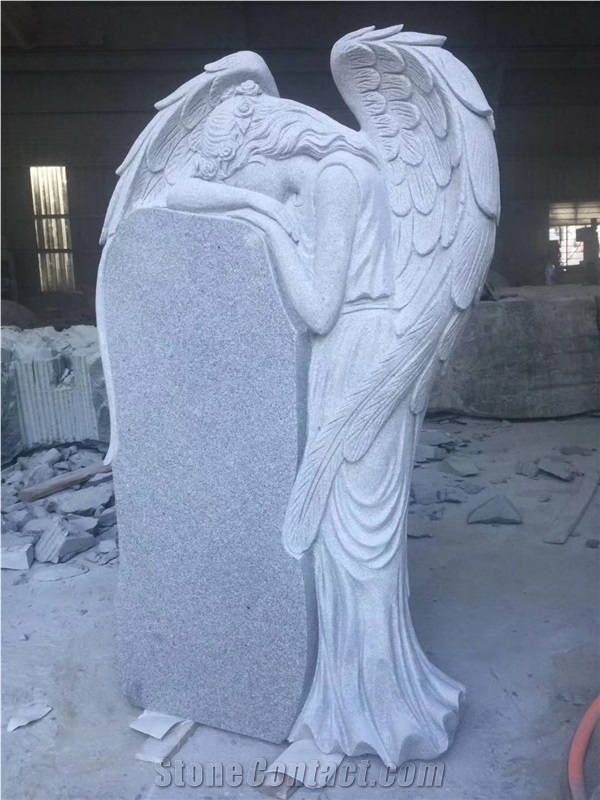 Oriental Gray G633 Monument with Angel Sculpted