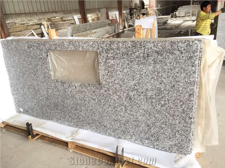 G439 Big Flower White Granite Bath Vanity Tops