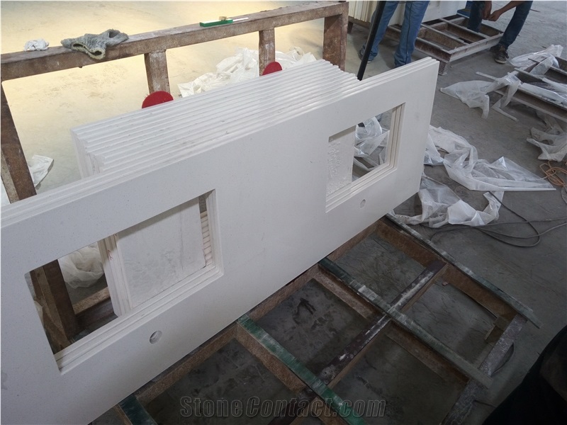 Maple White Quartz Bath Vanity Countertops