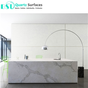 Polished Statuario Quartz Slab for Countertop
