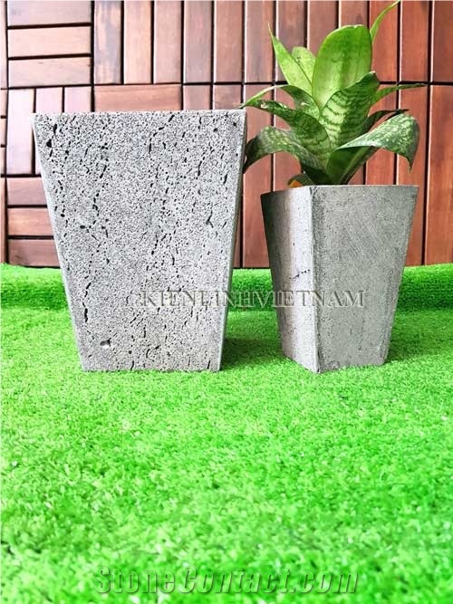 Volcanic Pots, Exterior Basalt Stone Flower Pots