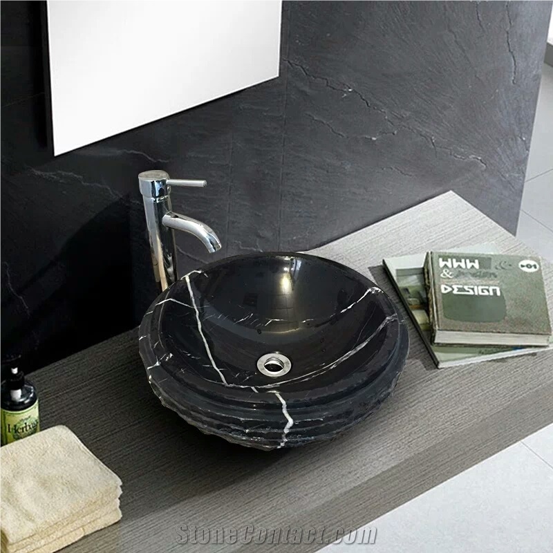 Black Marqunia Marble Sinks,Black Marble Basins