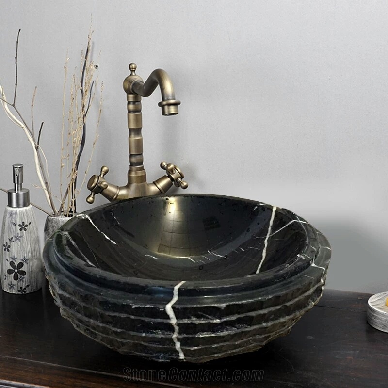 Black Marqunia Marble Sinks,Black Marble Basins