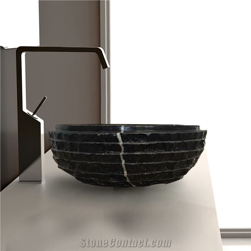 Black Marqunia Marble Sinks,Black Marble Basins