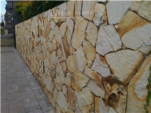 Yellow Palimanan Sandstone Mushroom Stone Wall