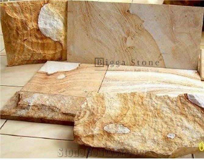 Yellow Palimanan Sandstone Split Face Wall Tiles