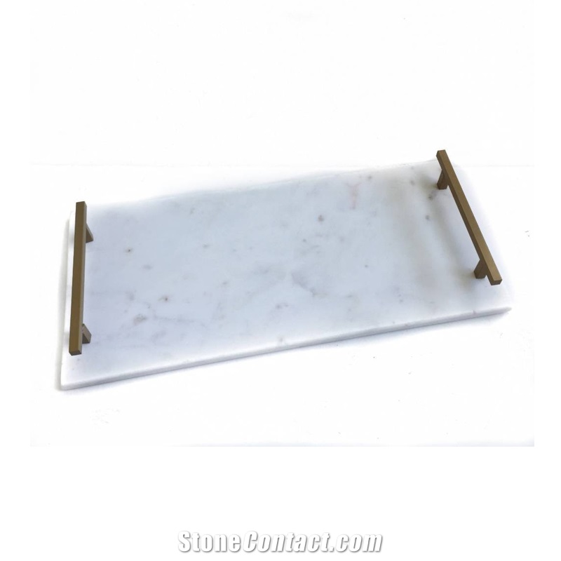 China White 30x20cm Rectangle Marble Serving Tray