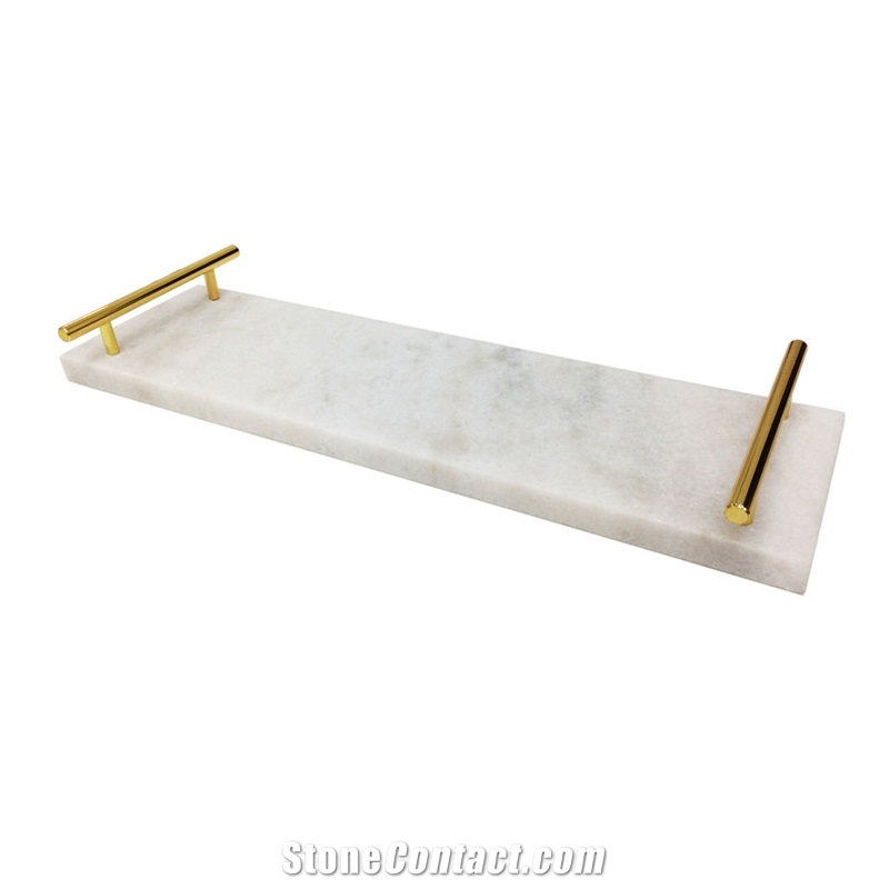 China White 30x20cm Rectangle Marble Serving Tray