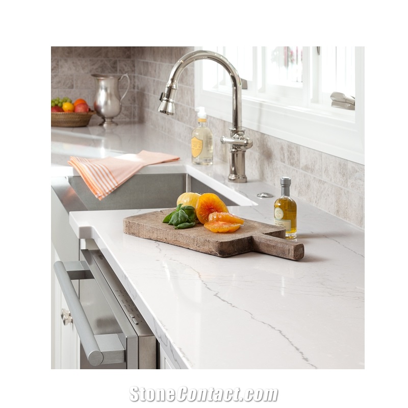 Fake Crystal White Gray Quartz Countertops