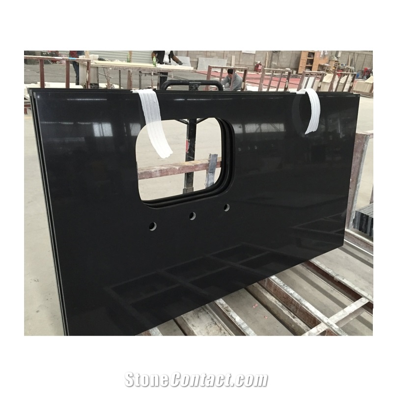 Hot Sale Popular Absolute Pure Black Quartz Stone Countertops