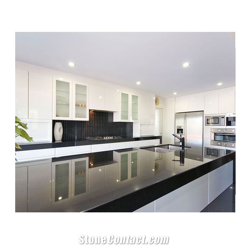 Hot Sale Popular Absolute Pure Black Quartz Stone Countertops