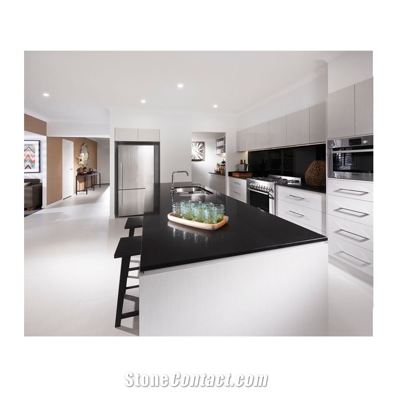 Hot Sale Popular Absolute Pure Black Quartz Stone Countertops