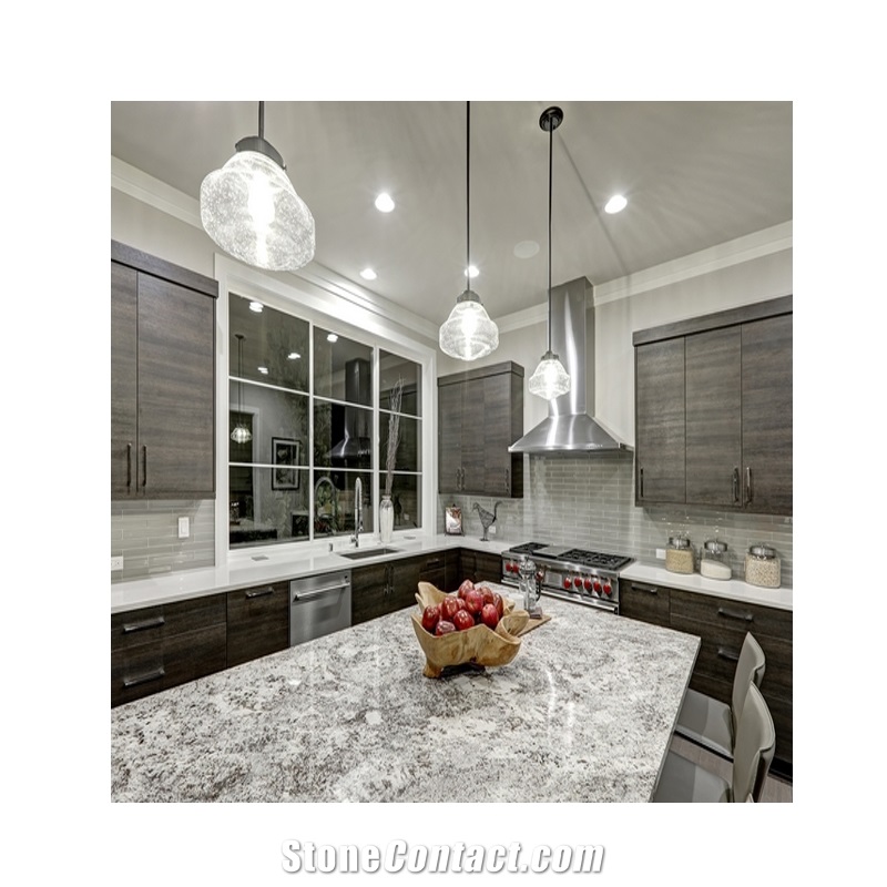 Jazz Crystal Prefab White Quartz Countertop