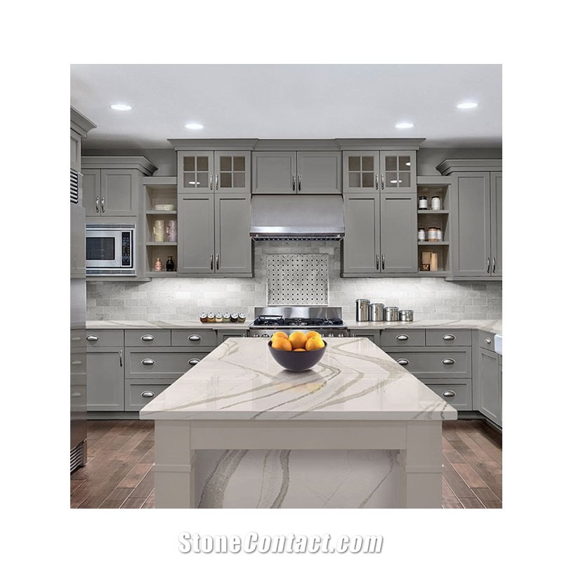 Jazz Crystal Prefab White Quartz Countertop