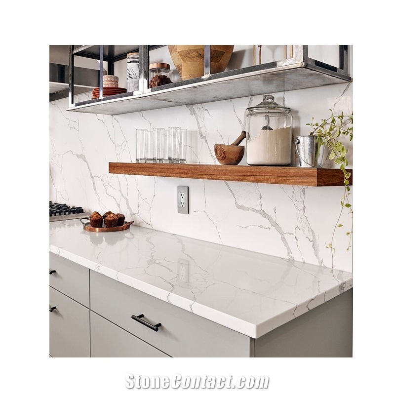Jazz Crystal Prefab White Quartz Countertop