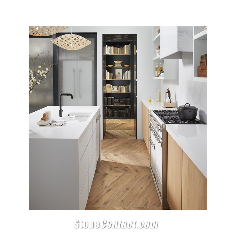 Jazz Crystal Prefab White Quartz Countertop