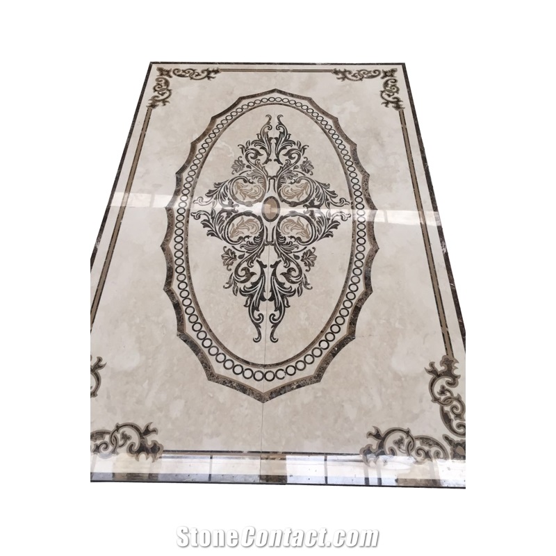 Natural Marble Flooring Square Water Jet Medallion