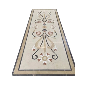 Square Shape Water Jet Marble Floor Medallion