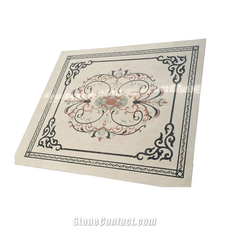 Square Shape Water Jet Marble Floor Medallion