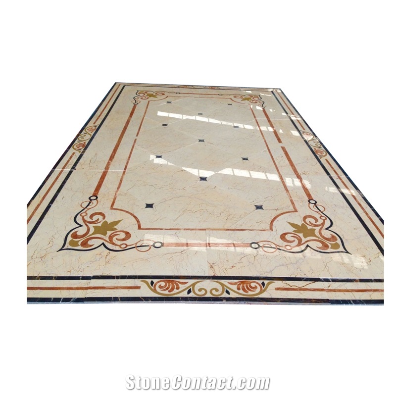 Water Jet Mosaic Tile Gray Marble and Wooden Vein