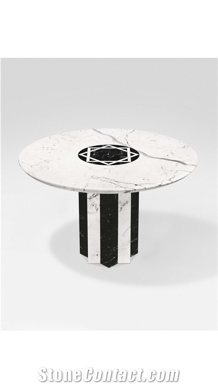 Astra Table Design with Bianco Carrara Marble