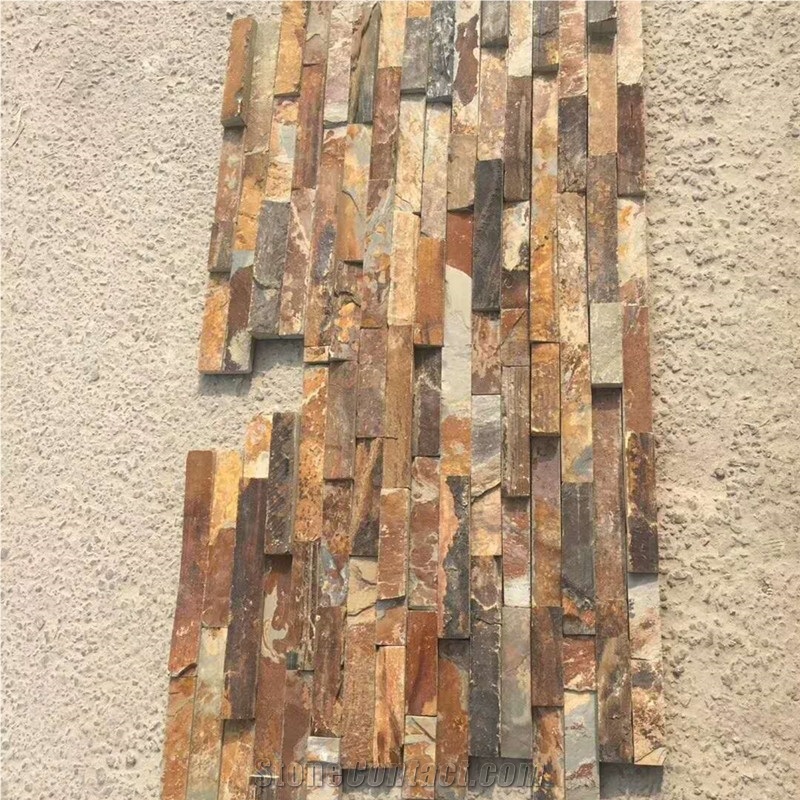 Fireplace Rusty Stacked Stone,Multicolour Slate