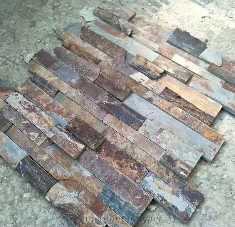 Fireplace Rusty Stacked Stone,Multicolour Slate
