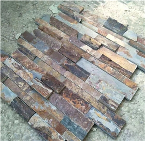 Fireplace Rusty Stacked Stone,Multicolour Slate