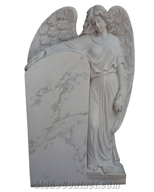 Hand Carved White Marble Stone Tombstone