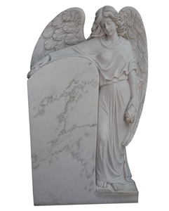 Hand Carved White Marble Stone Tombstone