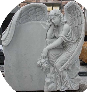 Hand Carved White Marble Stone Tombstone