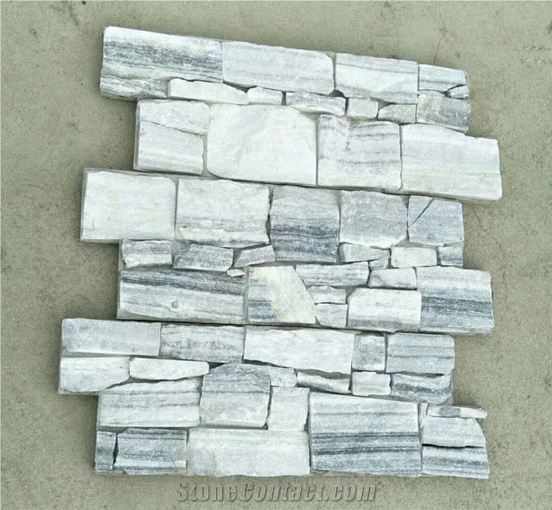 Slate Z Stone Cladding,Gold White Stacked Stone